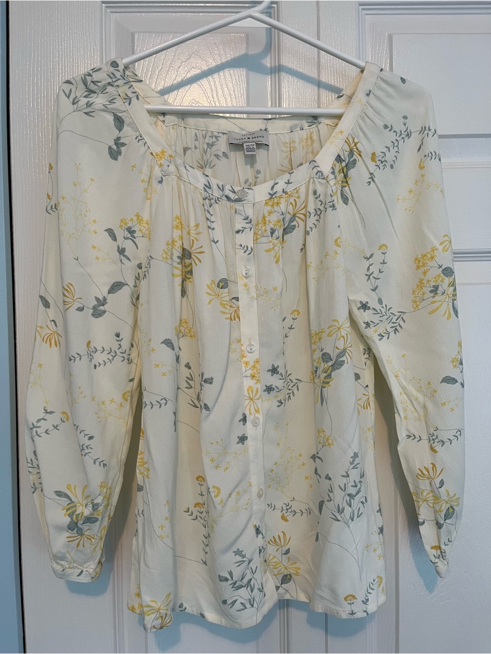 Lucky Brand Floral Button-Front Blouse - Yellow & Green